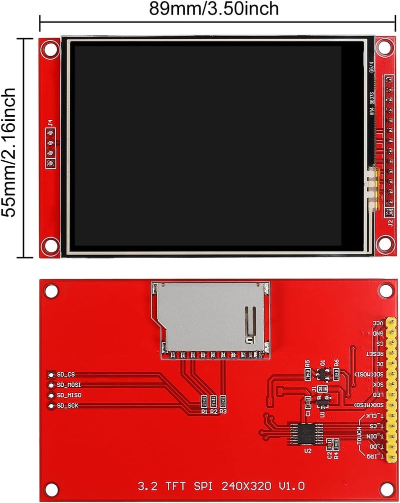XIITIA 2pcs 3.2" SPI TFT LCD Display Touch Panel ILI9341 240x320 TFT LCD Touch Screen Shield 5V/3.3V STM32 Display Module SPI Serial with Touch Pen - Image 2